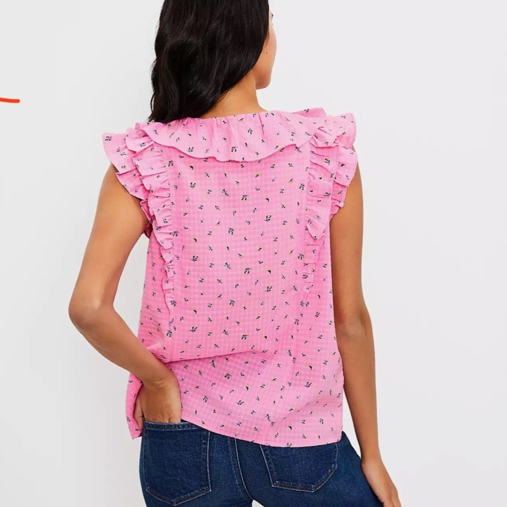 LOFT Pink Floral Blouse (Size Small) - Picture 3 of 3